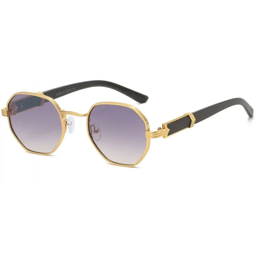 Men Sunglasses Black‎ Lens Fashion Retro Shades Gold Metal Hip Hop Lentes Gafas